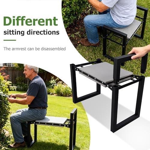 LLARGUEST Garden Kneeler and Seat,Heavy Duty Foldable Kneeling Chair with Handle,Comfortable Wide 12" Garden Kneeling Pad, Gardening Gifts for Seniors Outdoor Planting, Camping, Fishing - Image 4