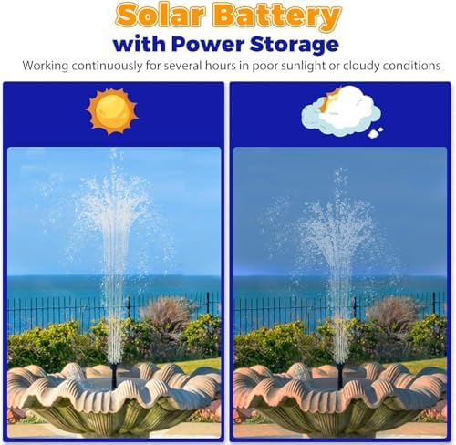 Solar Fountain Pump, 2026 Updated 2.5W Solar Powered Water Fountain with 6 Replacement Nozzles, Floating Solar Fountain for Bird Bath, Pond, Pool, Garden and Backyard - Image 3