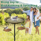 Bird Bath for Outside,Birdbaths with 2 Detachable Flower Feeders - Image 2