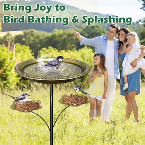 Bird Bath for Outside,Birdbaths with 2 Detachable Flower Feeders - Image 2