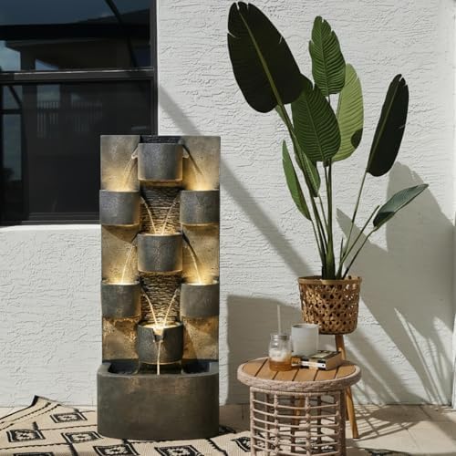 44H Multi-Tier Modern Outdoor/Indoor Water Fountain Cascading Garden Decor - Image 6