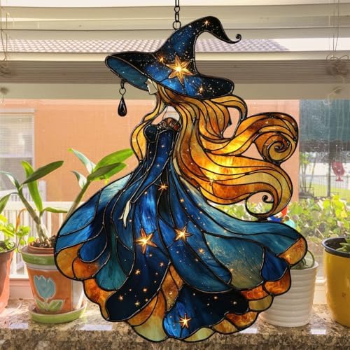Starry Night Witch Acrylic Suncatcher - Image 4