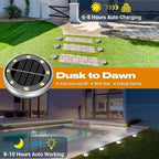 Jouierty Solar Ground Lights Outdoor, 8 Pack Solar Powered Disc Lights, Waterproof Landscape Lighting for Pathway Garden Yard Lawn Walkway - Image 2