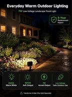 Low Voltage Flood Lights Outdoor, 7W 12-24V, 3000K Black, 2 Pack - Image 2