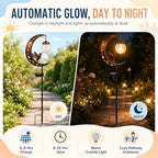 Hummingbird Solar Garden Stake Light, Half Moon Outdoor Decor with Crackle Glass Globe, Water Resistant Metal Yard Lamp for Patio Pathway Lawn (3PCS) - Image 4