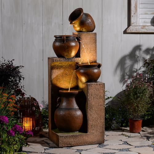 Resin Outdoor Water Fountain 4-Tier Jar Waterfall - Image 5