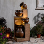 Resin Outdoor Water Fountain 4-Tier Jar Waterfall - Image 5