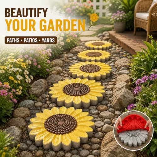Concrete Stepping Stone Molds, 15 Inch Round Garden Paver Mold，Snowflake - Image 6