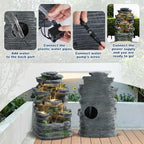 24" H Stacked Rock Outdoor Water Fountain,7-Tier Cascading Waterfall - Image 7