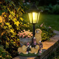 Golden Retriever Statue Outdoor Solar Sculptures with Solar Lantern and Flowerpot Funny Garden Decor Dog Figurines Resin Outdoor Statues for Patio Yard Lawn Balcony Grandma Mom Gifts by PkYbrktGardenStatues