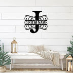 Metal Sign J Custom Name Initial Letter Monogram Customized Steel Metal Wall Art Artwork Sign Large Distressed Metal Business Sign Decorations for Porch Man Cave Farmhouse 24 Inch - Image 3
