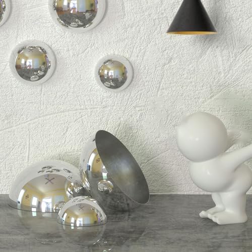 1pcs Hollow Hemisphere Ball Gazing Ball, Stainless Steel Garden Mirror Globe for Home Outdoor Garden Pool Shopping Mall Wall Decoration (Silver)(Size:17.7in/45cm) - Image 2