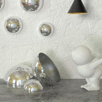 1pcs Hollow Hemisphere Ball Gazing Ball, Stainless Steel Garden Mirror Globe for Home Outdoor Garden Pool Shopping Mall Wall Decoration (Silver)(Size:19.68in/50cm) - Image 2