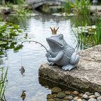 Larger Frog Statues Garden Pond Decor - 8.3" Funny Fishing Frog Statue Outdoor Garden Statue & Koi Pond Decor, Animals Sculpture & Figurine Accessory for Patio, Lawn, Yard Decoration, Gift for Mom - Image 4