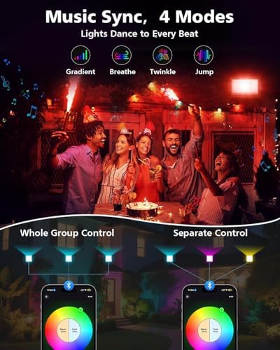 T-SUN 4 Pack 60W RGB Flood Lights Outdoor Color Changing Flood Lights - Image 5
