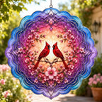 Shwing Wind Spinner 12 Inch Cardinal Bird Wind Spinner Hanging Wind Sculptures Red Cardinal Floral Mandala Metal Ornament Outdoor Kinetic Garden Art for Patio Porch Garden Spring Decoration - Image 7