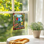 Gnome Hanging Laundry Stained Glass Suncatcher – Square Hanging Window Panel for Home, Garden, Nursery, Halloween, Christmas, Memorial Day – Whimsical Glass Art Gift for Gnome Lovers 01e3a4 - Image 3