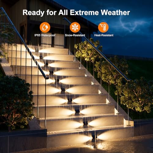 12-Pack Solar Step Lights, Waterproof, Warm White Dual-Sided Glow - Image 3