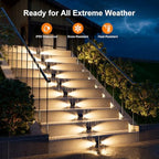 12-Pack Solar Step Lights, Waterproof, Warm White Dual-Sided Glow - Image 3