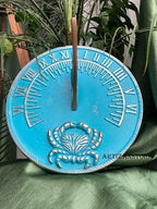 ARTIZANSTORE Sundial Verdigris Finish Brass 10" Dia Vintage Sun Dial Home & Garden Theme Fish Dial and Crab Plaque Outdoor Sundial - Image 6
