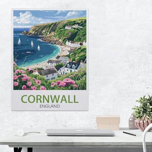 Cornwall England Vintage Travel Poster，Funny Tin Sign Retro Metal Sign for Home Farm Toilet Restroom Washroom Wall Decor Gift(30x40cm）12x16 inch-AM72 - Image 3