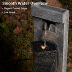 Redlife 39" Outdoor Waterfall Fountain, Modern Wall Water Feature with LED Lights, Resin Floor Standing Fountain with Adjustable Pump, Tall Patio Garden Backyard Decor - Image 3