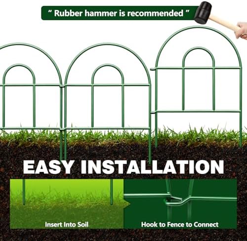 Decorative Garden Fence 32.5ft x 17in - 30 Pack Rustproof Metal No Dig Fence Animal Barrier, Arched Bed Edging Classic Style Wire Border Panel Fencing for Yard Patio Outdoor Decor, Green - Image 5