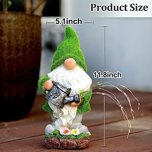 VChymm Flocked Solar Garden Gnomes Outdoor Statues-11.8‘’Outdoor Garden Decor-LED Outdoor Decor Light-Unique Housewarming Gifts Yard Art Sculptures for Patio Lawn Ornaments - Image 2