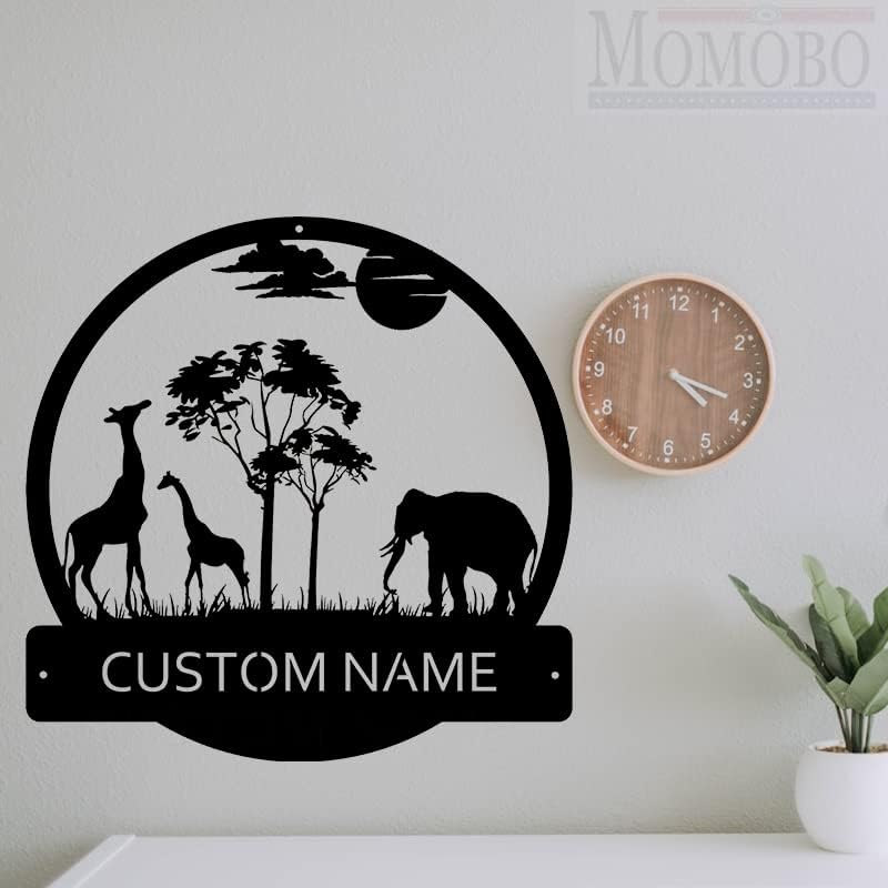 Africa Elephant and Sunshine Custom Name Sign Metal Wall Art Personalized Last Name Plaque Outdoor Metal Wall Art Personalized Gift for Wedding/Housewarming - Image 7