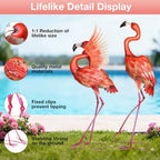 Garden Statues Large Metal Flamingo Sculptures, Set of 2 Red - Image 3