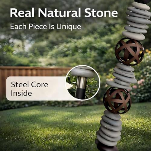 Garden Totem Sculpture with Cast Iron Bird – Natural River Rock Rustic Garden Decor, Outdoor Yard Art Garden Stake for Lawn, Patio & Cottage Garden 32 Inch - Image 5