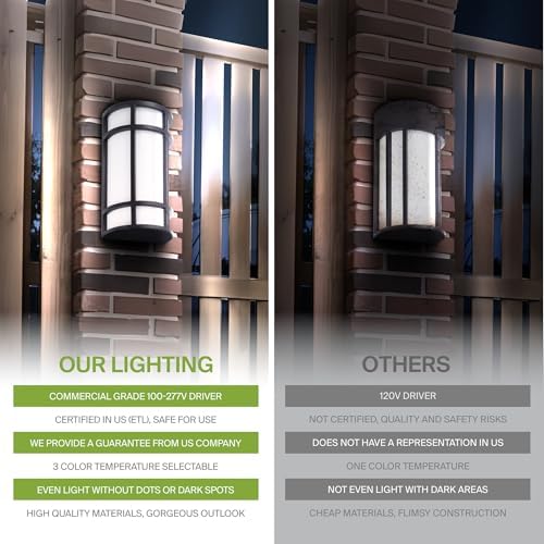 ASD LED 12" Half Cylinder Wall Light Fixture, Outdoor Patio Sconce | 3CCT, Stainless Steel, Waterproof, Energy Star, ETL Listed | 15W 1010LM 3000-5000K 100-277V | Exterior Lighting | Dark Bronze - Image 4