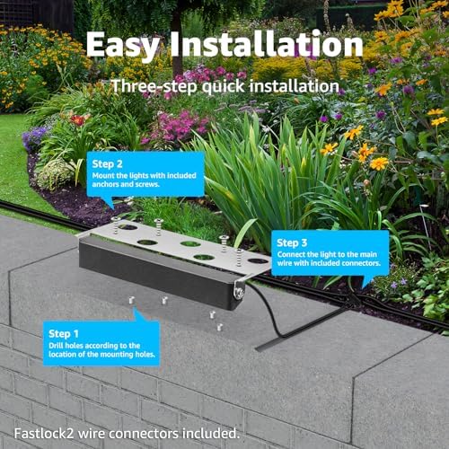 SUNVIE 8-Pack 7 Inch Retaining Wall Lights 5W LED Waterproof Hardscape Lighting 12V Low Voltage Step Lights Outdoor Landscape Lighting with Connectors 3000K Warm White Paver Lights, ETL Listed Cord - Image 6