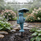 Topadorn Frog Rain Gauge, 21.5" Solar LED Outdoor Garden Stake - Image 6