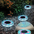 Mosaic Solar Disk Light, Waterproof Outdoor Glass LED Garden Stake Lighting, Colorful Landscape Yard Decor for Walkway, Patio & Lawn, Auto On/Off Decorative Driveway Lamps (Purple-4pcs) - Image 4