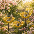 Handmade Metal Flower Garden Stake Bird Bath & Bee Watering Station, Upgraded Weather-Resistant Pollinator Water Bowl, Colorful Floral Decor for Outdoor Yard & Lawn (3PCSC) by Unknown