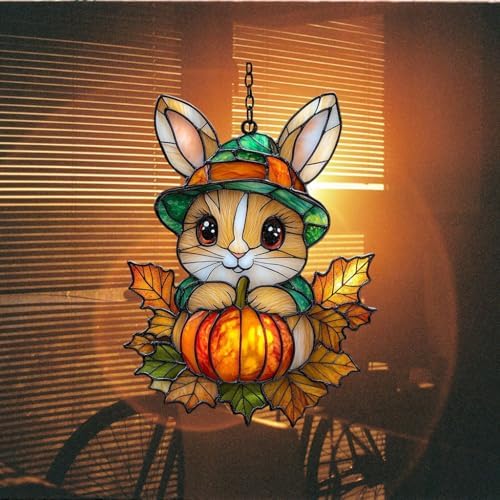 Cute Bunny Little Pumpkin Acrylic Suncatcher - Image 7