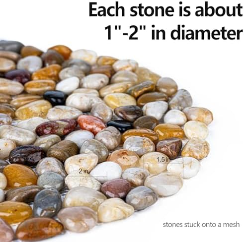 6 PCS River Rock Stepping Stones Outdoor, 12 Inch Diameter Round Pavers Pebbles Polished Gravel for Garden Walkway - Image 3