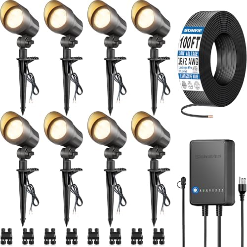 SUNVIE 6W LED Low Voltage Landscape Lighting Kit 3000K, Dusk to Dawn, 8 PCS by SUNVIE