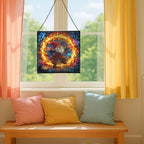 Fire Ring Gnome Dance Stained Glass Suncatcher – Square Hanging Window Panel for Home or Greenhouse – Whimsical Glass Art Gift for Garden Lovers, Christmas, Halloween, Father Days dHpxaH - Image 5