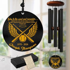 Personalized Baseball Memorial Wind Chimes for Outdoors – Custom Name & Years Remembrance Chime – Sympathy Gift for Loss of Loved One – Angel Baseball Tribute Keepsake for Home Display by AlpadilCo