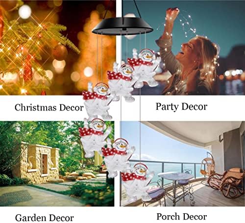 Solar Snowman Star Wind Chimes Outdoor,LED Color Changing Solar Lights Outdoor Decor Mobile Wind Spinner Wind Chimes for Home Party Night Garden Decoration - Image 5
