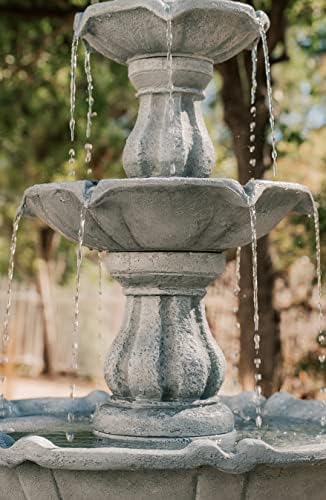 XBrand 51 Inch 3 Tier Outdoor Freestanding Waterfall Fountain with Pump and Pineapple Finial, Decorative Resin Garden Water Feature for Patio, Yard, Lawn, and Backyard Decor, Gray - Image 6