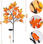 Uieke 4PCS Solar Fall Lights Outdoor Decorative, 34" Fall Decor with Acorn Maple Leaf, 40LED Each with 8 Modes & Timer, Waterproof Maple Leaves Tree Lights for Yard Pathway Thanksgiving Decor - Image 3