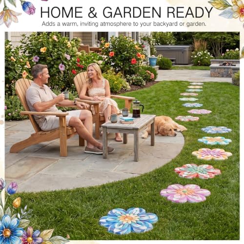 Landical 6 Pack Decorative Stepping Stones for Garden Outdoor, Flower - Image 4