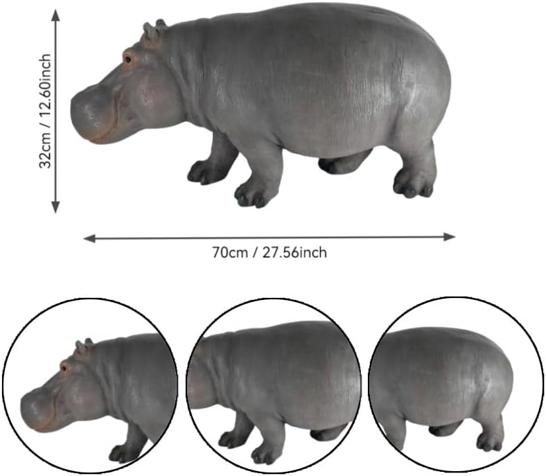 12.6'' Weather Resistant Hippopotamus Garden Statue, Realistic Resin Hippo Wildlife Sculpture, Outdoor Decor for Lawn, Yard, Patio & Pond Landscaping - Image 2