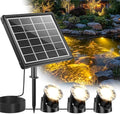 POPOSOAP Warm White Solar Pond Lights, Underwater Solar Lights with Timer, 2 Installation Ways, 180° Adjustable Panel for Pond, Fountain, Pool, Garden, Aquarium(3 Headlamp)-P63WH by POPOSOAP