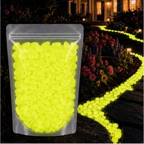 Colorful Glow in the Dark Rocks, 200/400/600/1000PCS Colorful Luminous Decorative Stones, Pebbles for Garden Walkway Aquarium Fish Tank Patio Lawn Yard DIY Decor (Yellow,1000) by Unknown