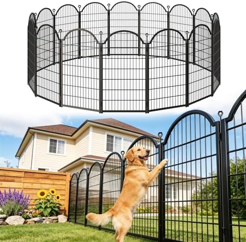 8 Panels No Dig Garden Fence, Dog Fence Outdoor for Yard, 48in(H) x 18ft(L) by Blingluck