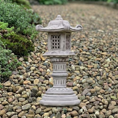 OLOMA Stone Japanese Lantern Garden Sculpture Outdoor Decor Asian Stone Pagoda Statue Cement Handcrafted Yard Ornament Weather Proof Garden Accent Traditional Zen Landscape Decoration - Image 4